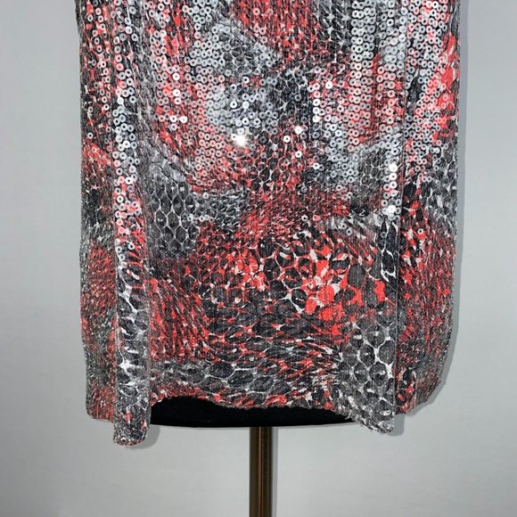 Ruby Rd. L Sequined Front Animal Print Abstract Tank Top Rayon Blend - Picture 5 of 12